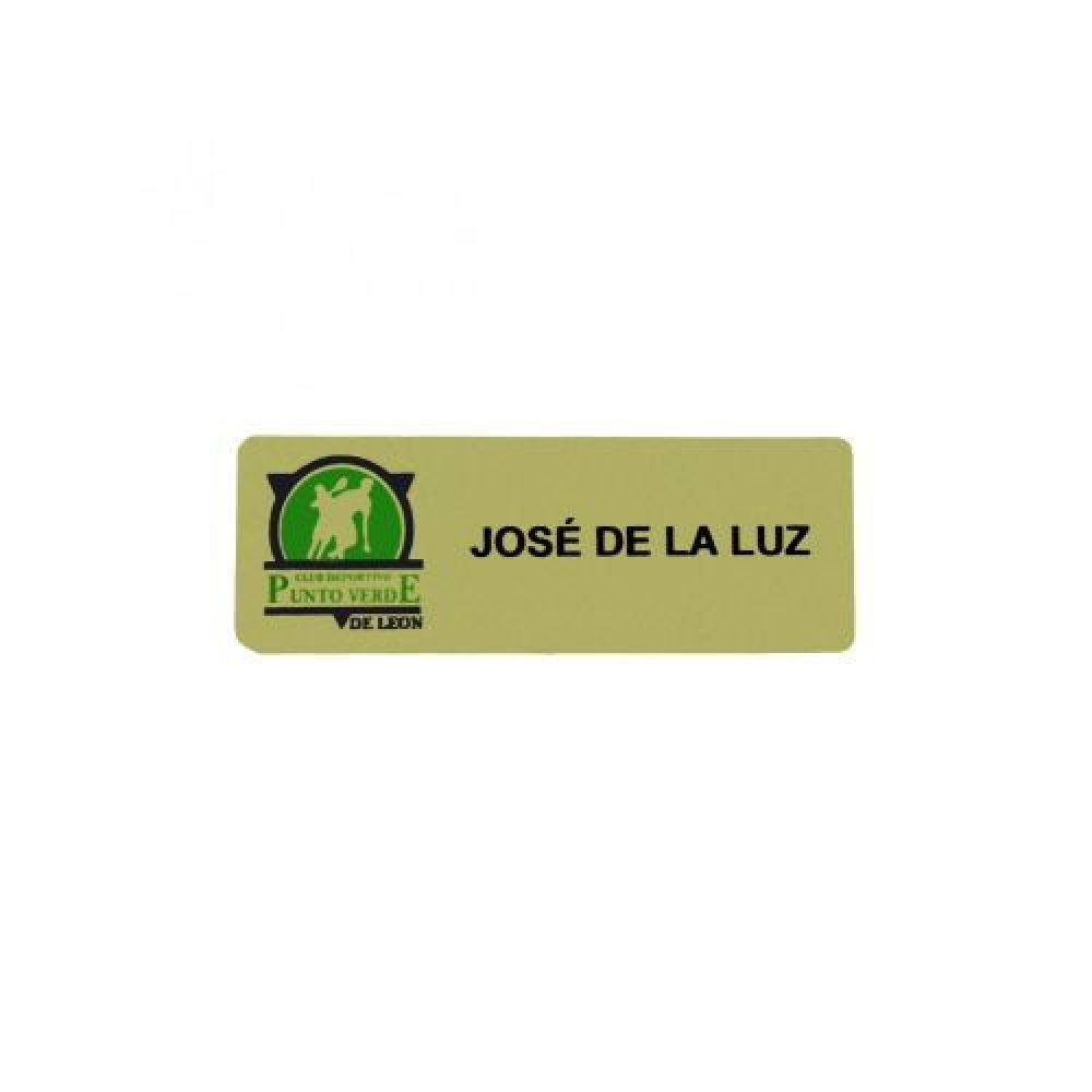 GAFETE DE METAL PERSONALIZADO C/ ALFILER E IMPRESIÓN SHINE COLOR Y RESINA  MEDIDA 2.5 X 7.5 CM  SE ENTREGA EN BOLSASELOFAN imagen